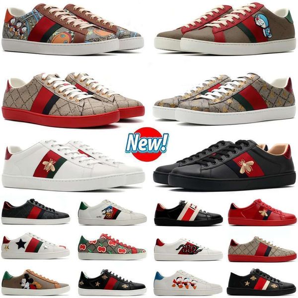 Designerschuhe Biene 2024 Hochwertiger Cartoon Ace Leder Schlange Stickerei Weißgrün rote Streifen klassische Herren und Frauen lässige Outdoor -Sneaker G2