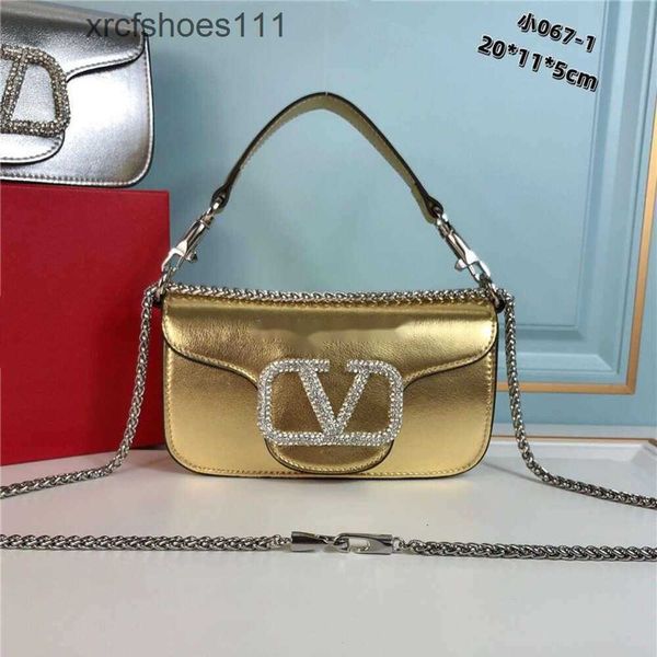 UnderArm Vallentiiino Bags Portable Chain Exquisite Designer Bag Crystal Letter Leather Diamond Small Butt