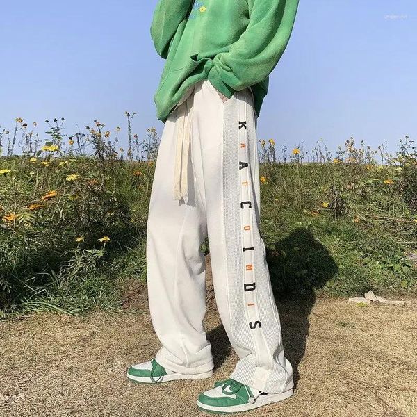 Pantaloni da uomo pantaloni dritti hip-hoppants hip-hop per uomini gamba larga sudore maschio cotone harajuku oggetti in stile coreano