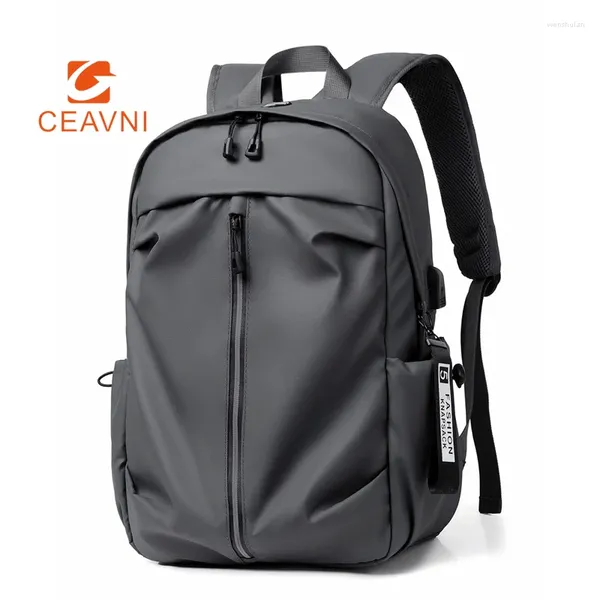 Backpack CEAVNI Casual Capacidade Bolsa de estudante Simples Computador à prova d'água multifuncional com fone de ouvido