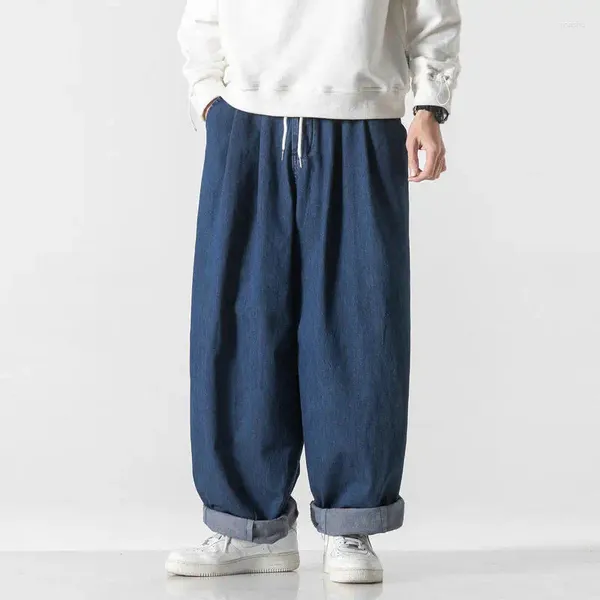 Erkek kot pantolon büyük boyutlu sıradan erkekler Kore geniş bacak gevşek moda kargo jean pantolon kadın denim pantolon sokak kıyafetleri