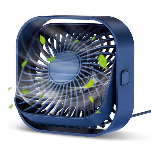 K50 Fan USB Fan Fan Fluxo de ar forte Operação silenciosa de três velocidades Ventilador portátil 360 ° Cabeça rotativa para o escritório em casa Desktop