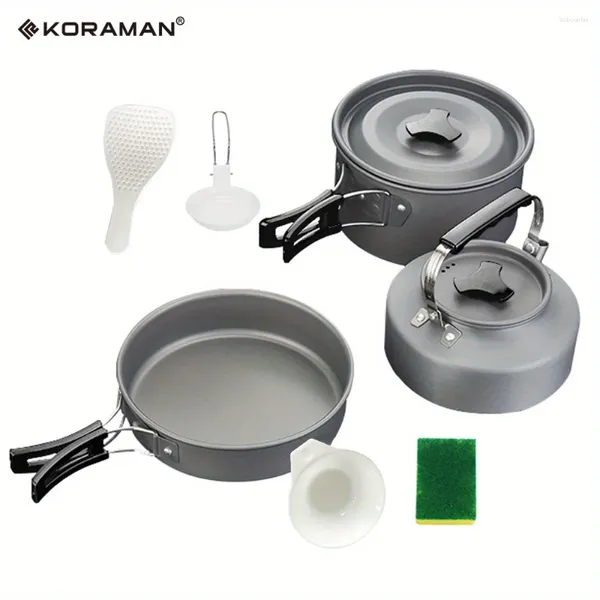 Set di pentole set di campeggio esterno in alluminio Televaggio di cucina pieghevole e padella attrezzatura leggera Panwith Panwith Mesh Borse