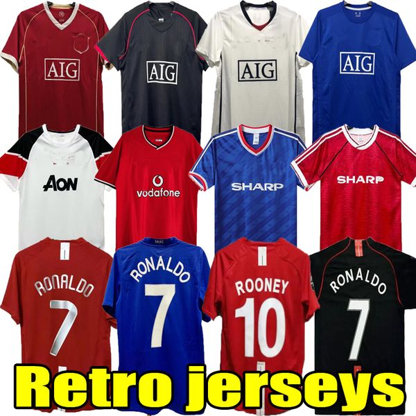 1977 Retro Futbol Formaları 1982 83 84 86 88 90 92 94 98 99 Ronaldo Rooney Giggs Nani United 02 04 05 06 07 08 Scholes Tevez Berbatov Vidik Vintage Klasik Futbol Gömlek