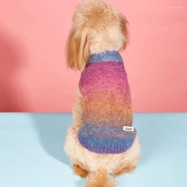 Hundebekleidung Trendy Welpe flauschige Pullover für kleine Hunde rosa Luxus Pullover Medium Girl Rollkragenpullover Winter gestricktes Fleece Pullover