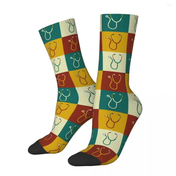 Herrensocken Stethoskop Design Geschenk für Ärzte Krankenschwestern Tierärzte Harajuku Super Soft Strümpfe die ganze Saison lange Accessoires