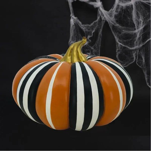 Decorações de Natal Halloween resina listrada decoração de abóbora preto/branco/laranja 10 em x 6,5 231009 Drop Delivery home Garden fes dhe8j