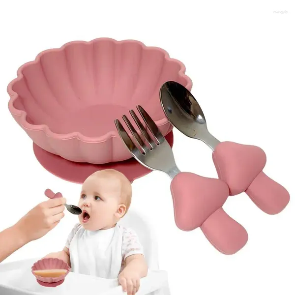 Set di stoviglie set di alimentazione in silicone per ciotole di aspirazione per bambini tavoli da tavola softpon