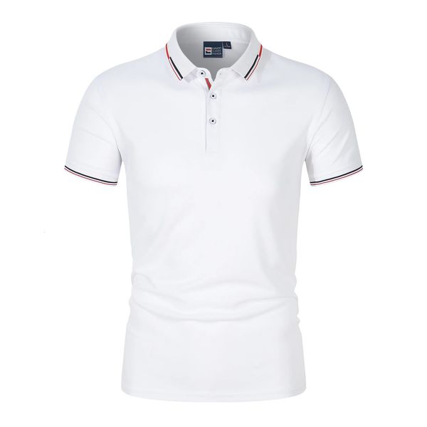 Highend Mens Revers Shortsleeved T -Shirt modisch und lässig Business Optical Fine Cotton Pullup Pique Polo Shirt 240410