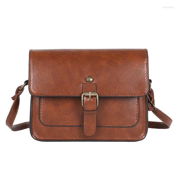 Umhängetaschen Vintage Women Flap Fashion lässig Leder Lady Crossbody Messenger Bag Elegante Umschläge Kupplungspanne