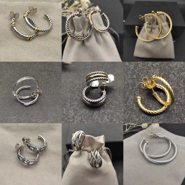 Tasarımcı dy lüks en kaliteli yeni dy küpeler 925 Gümüş Altın Çapraz Kadınlar İçin Düğme Konu Retro Çok Seçmeli Yahudi Solmayan
