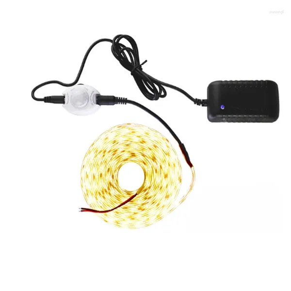 Nachtlichter 2835 PIR-Bewegungssensor LED-Streifen Leuchte 1m-5m 60 LEDs/m mit 12-V-Kraftadapter menschlicher Körperbett Küchenschranklampe