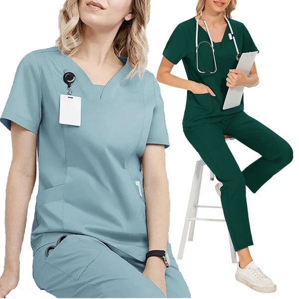 Uniformen Frauen Peelings Sets Arbeit tragen Pflege enfermeria Top Hosen Uniform Schönheitssalon Krankenhausanzüge 240418