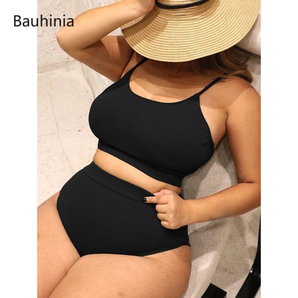 Conjunto Bauhinia High Swimwear Plus Size Women Swimsuit Sexy Push Up Micro Bikinis 2022 Novo conjunto de roupas de praia com nervuras