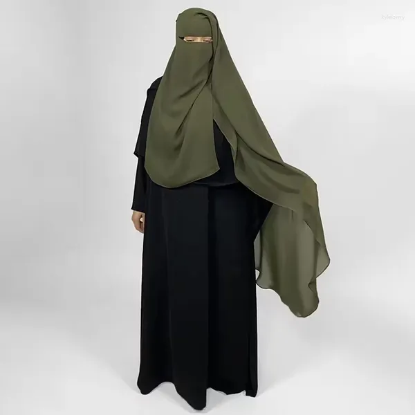 Abbigliamento etnico Chiffon niqab eid Cover del viso traspirante leggero velo khimar Ramadan all'ingrosso arrotondato lungo il lungo hijab per donne musulmane