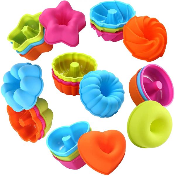 Formen Donuts Silikongebäckformen für Ofen Individuelle 3D Mini Dessert Blumen Herzstern Muffins Cupcake Backweiche Tablett