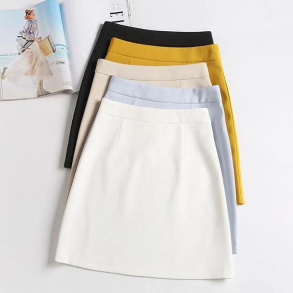 Mini gonne estive Donne Chiffon Black White Fashion Officer Faldas Mujer Korean Skirt High Waist Short Jupe Femme 240419