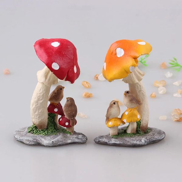 Mushroom Micro Landscape Decoration Fish Garden Flower Pot Mini Cute Decor Accessori fai -da -te 240424