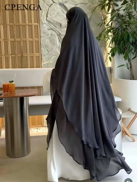 2024 Ramadan Long Khimar Chiffon Gebetskleid für muslimische Frauen Eid losen schlichten Hijab Abaya Islam Kleidung bescheidene Kleider 240419