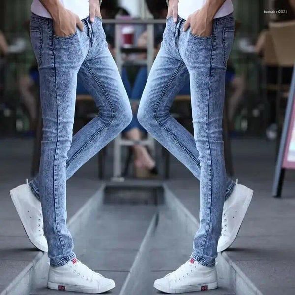 Jeans masculino Cowboy Luxo Neve Korean Youth Slim Fit Denim para homens Primavera Autumn Casual Lápis calça de algodão Homem