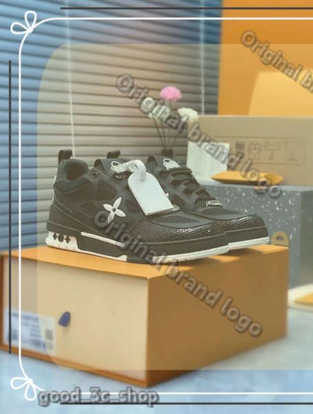 Luis Vuittons Black Lvity Sneaker Abloh Viton Designers Skate Casual Scarpe LVSE Luxury Pulfskin Cellula in pelle in gomma Sneaker da uomo di cotone allungata 35-46 261