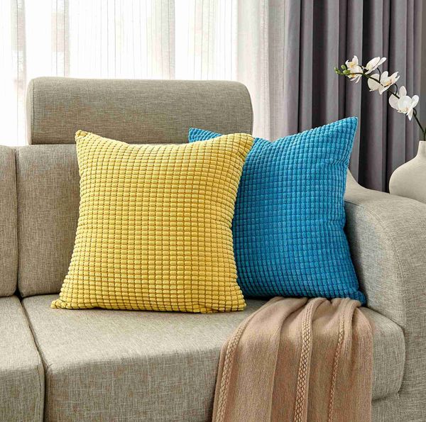 Kissen/dekorative gelbe Kissenbezüge Super-auf-gestreiftes Samt Cord Cord Home Decorative Deckung für Sofa 45x45 cm Dekorationskoffer