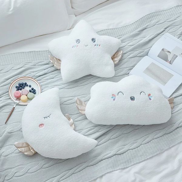 Güzel doldurulmuş melek bulut moon yıldız peluş yastık yumuşak yastık oyuncakları çocuklar için bebek çocuk kız hediyesi 240426