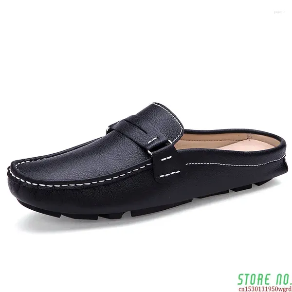 Slippers 2024 Brand Men Shoes Summer Casual Flat Man мягкий кожаный наполовину наполовину удобный водитель