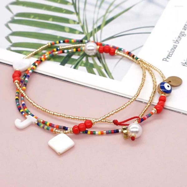 Braccialetti di collegamento a strati con strati di perle di conchiglia naturale Instagram Winbohemian Messices intrecciata Miyuki Bracciale per perline di riso in vetro Miyuki