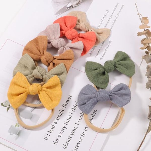 Novo arco de arco fofo crianças garotas elásticas de cabelos elásticos Scrunchie Solid Soft Baby Hair Acessórios