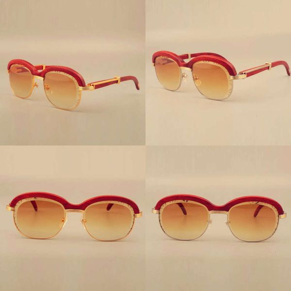 Hoch neue Qualität natürlicher Kreuzbrauen-Sonnenbrille Holz Vollerfrist Mode-Gravur-Objektiv Sonnenbrille 1116728 Größe 60-18-135 mm Originalqualität
