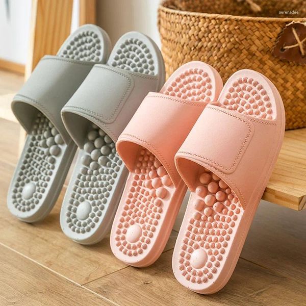 Slippers de alta qualidade massagem massagem massagem macia não deslizamento de sapatos planos lascos resistentes a desgaste sandálias femininas em casa internas