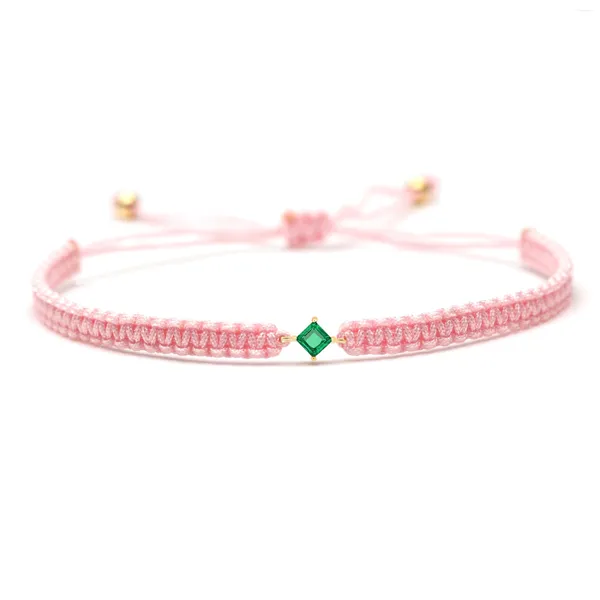 Braccialetti fascino di seta rosa verde minuscola simpatica macrame macrame stringa rossa rame piccolo regalo di gioielli semi-preziosi