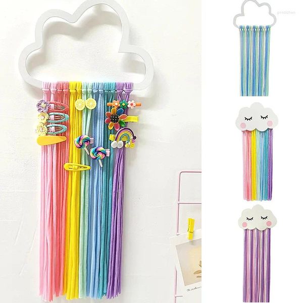 Dekorative Figuren Regenbogen Wandhänge Dekor Schmuckwolken Mädchen Gürtel Haarklammern Barrette Storage Holzzimmer Streifen Haarband