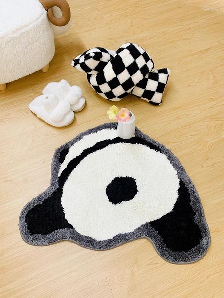 Teppiche Panda Tufted Teppich Teppich moderne Bodensofa Seite Chinesische Matte gemütlich weich absorbierende Schlupf-resistente Wohnzimmer Chic Dekoration 70x75