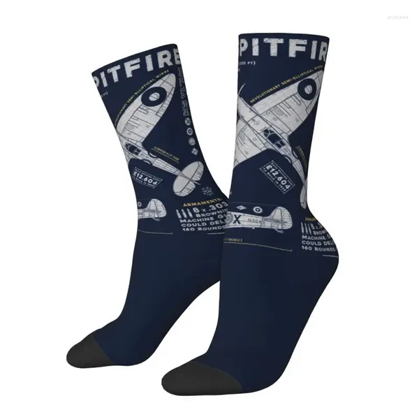 Erkek Socks Supermarine Spitfire Crew Unisex Cool 3D Baskı Fighter Pilot Uçak Uçak Uçak Elbise