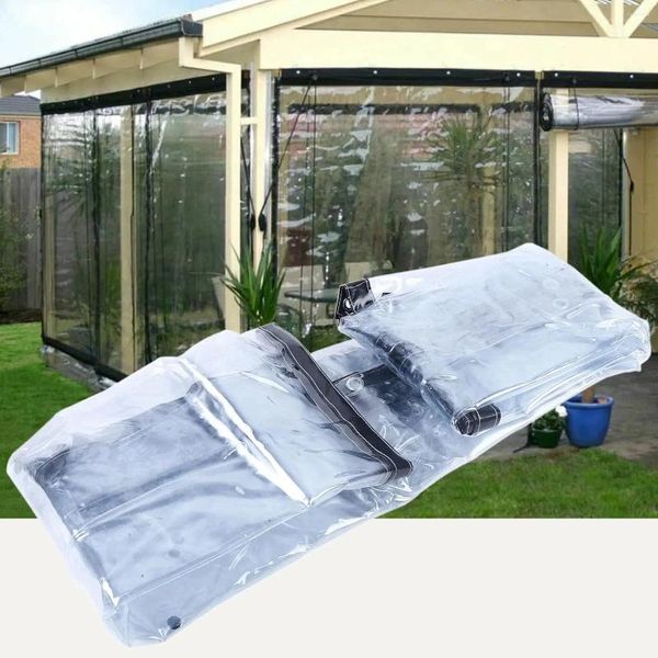 Regenschirme kommerzieller klarer PVC -Planen -Planen -Markisen -Baldachin wasserdicht mit Tarten 0,5 mm dicker Terrasse Gehege schwarz 8 x 10 Fuß