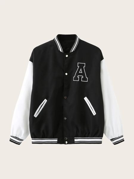 Homens Mulheres Bomber Jackets Autumn Winter Fashion Baseball Uniform Coats Casal aluno Harajuku Jaqueta solta 240418