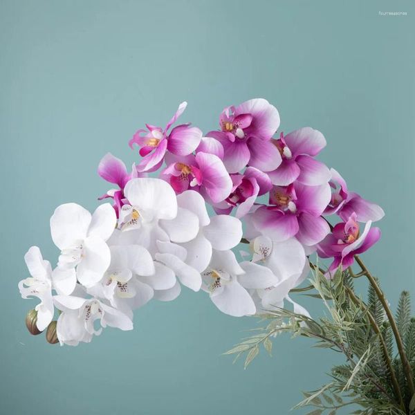 Fiori decorativi 3pc 10 teste grandi falaenopsis orchidee tocco artificiale decorazione per matrimoni disposizione floreali feste floreali
