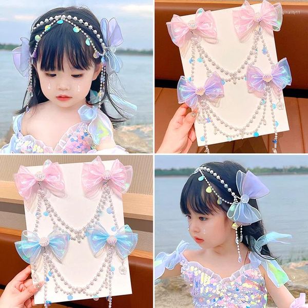 Accessori per capelli Fashion Children Hairpin Cute Parl Nappel Foread Chain Clip Hairgrip Baby Girl Princess Sweet Hairswear