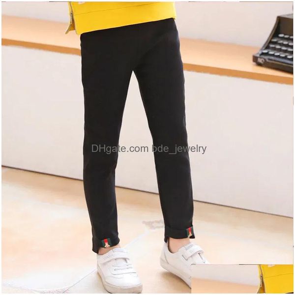 Pantaloni da ragazza leggings Spring Autumn Kids Pants Young Student Fashion Elasticità Slim Fit per 4-10 anni Bambini Teen Drop Delivery Dhary Dhary