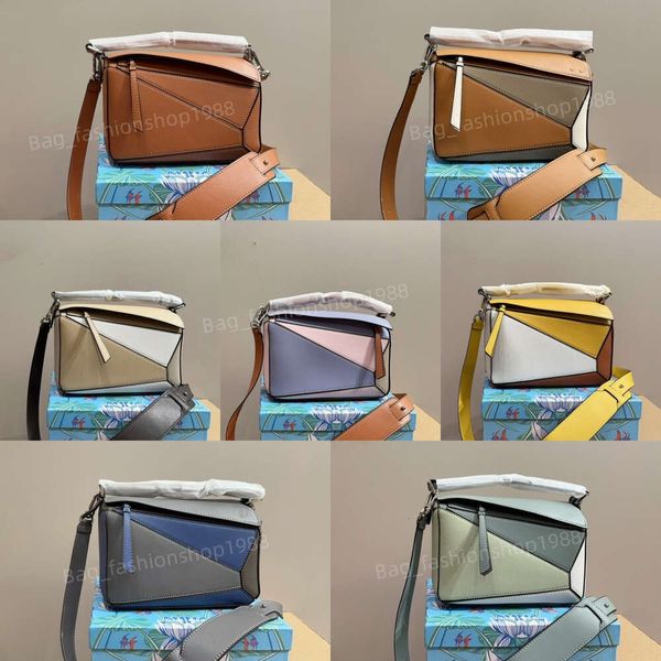 5A Tasarımcı Çanta Orijinal Deri Biz Çanta Omuz Kovası Kadın Çantalar Bulmaca Debriyaj Tavaları Crossbody Geometri Kare Kontrast Renk Patchwork