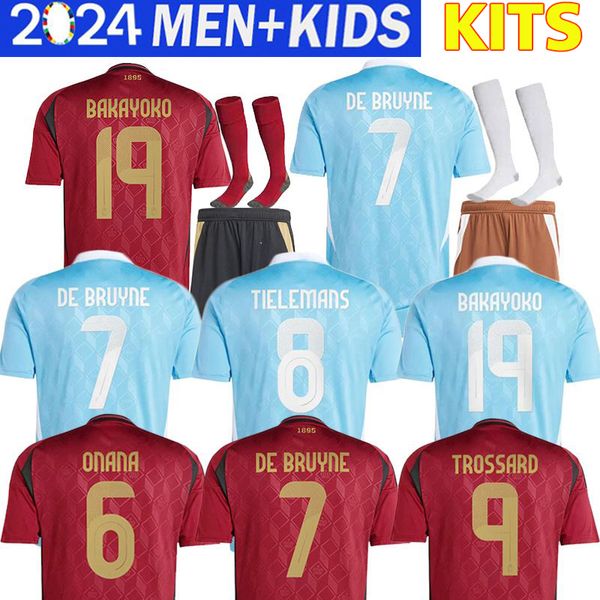 Belgien 24 25 Fußball -Jersey de Bruyne Lukaku Doku 2024 Nationalmannschaft Fußballhemd Männer Kinder Kit Sets Training Sport Shirt Carrasco Tielemans Bakayoko Trossard