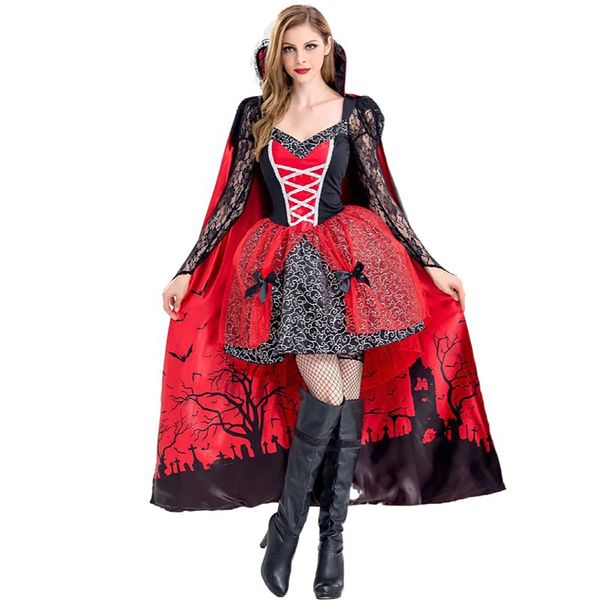 Traje de vampiro de Halloween para mulheres adultas Fancy Party Dress Up Carnival Cosplay Uniform Hcad-004