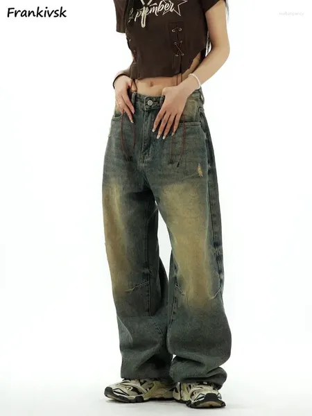 Jeans femminile femminile vintage harajuku estate bottino ragazzo semplice per tutta la partita eleganti adolescenti pantaloni in denim abbigliamento in stile americano di base