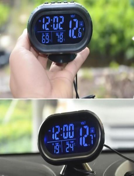 Decorazioni interne da 12 V auto Digital Clock and Temperature Volmeter Termometro Display LCD con tester di tensione retroilluminata8232894