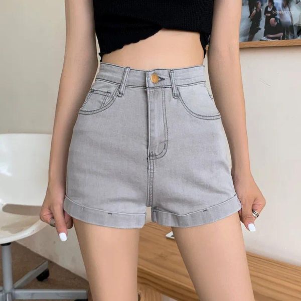 Shorts femminile Retro High-aart Atm Hem Denim per donne Summer 2024 Slim e versatili pantaloni attivi