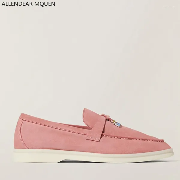 Sıradan Ayakkabı Yaz Gezini Saf Orijinal Yumuşak Sole Rahat Loafers Single Slip-On Flat Fringe Kadın Deri Kaşmir