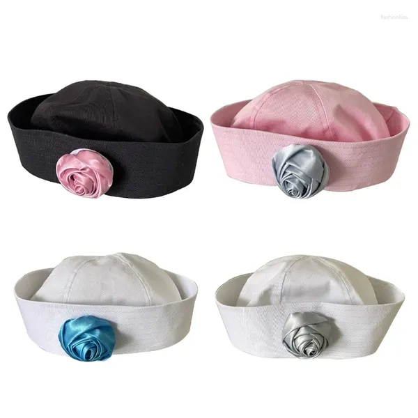 Шляпа Berets для женщины дышащие вталкивание капитана Brims с розовыми наклейками взрослые подростки весенний флот