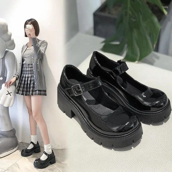 Vestido sapatos lolita Mary Janes Mulheres Japaneses Vintage Girls High Bombes Plataforma Saltos Retro College Student Shoe